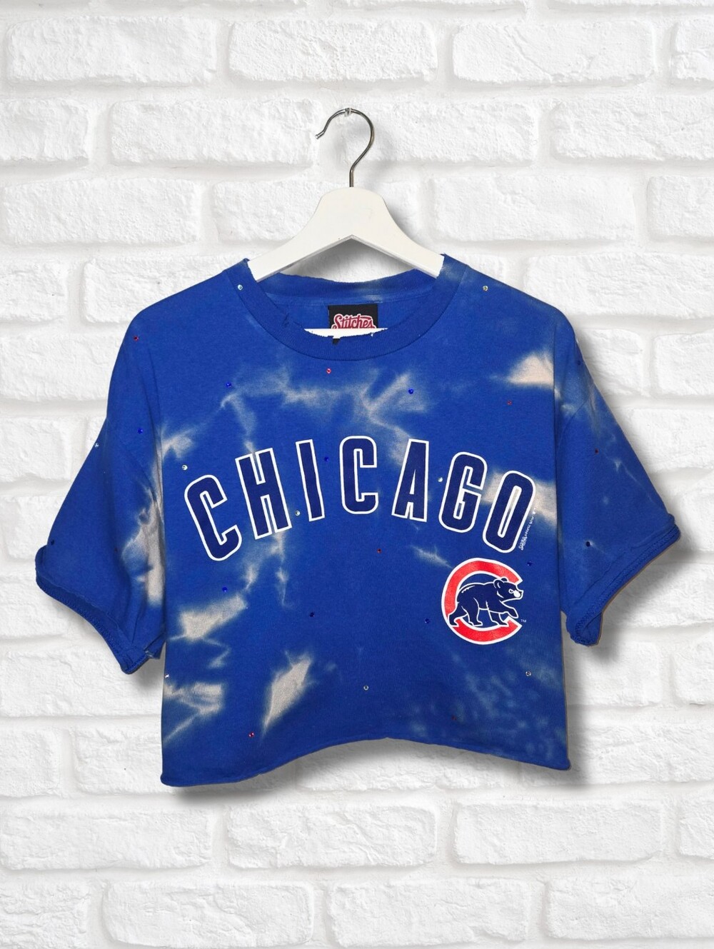 Chicago Cubs Crop Top W/Rhinestones